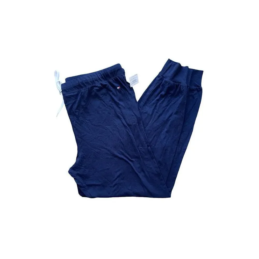 Tommy Hilfiger Men’s Regular Fit Drawstring Sleep Pajama Pants Blue  Large